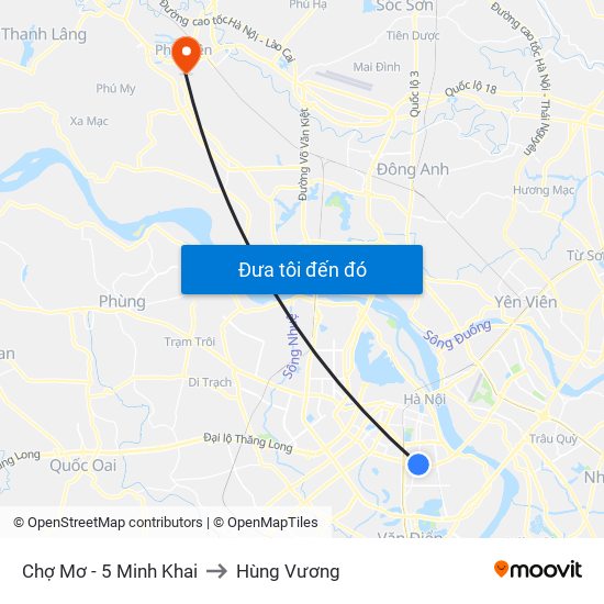 Chợ Mơ - 5 Minh Khai to Hùng Vương map