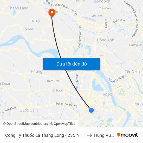 Công Ty Thuốc Lá Thăng Long - 235 Nguyễn Trãi to Hùng Vương map