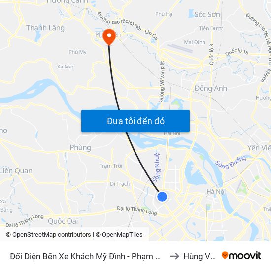 Đối Diện Bến Xe Khách Mỹ Đình - Phạm Hùng (Cột Trước) to Hùng Vương map