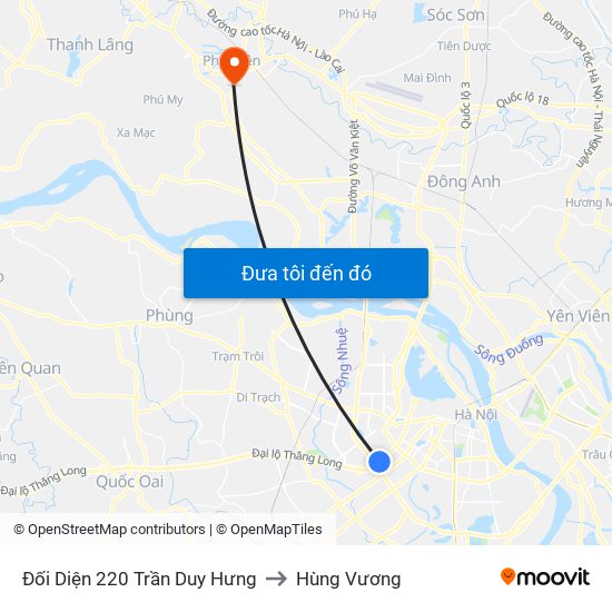 Đối Diện 220 Trần Duy Hưng to Hùng Vương map