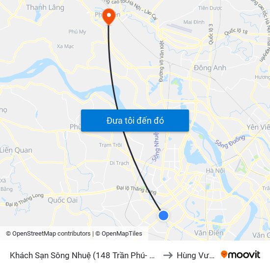 Khách Sạn Sông Nhuệ (148 Trần Phú- Hà Đông) to Hùng Vương map