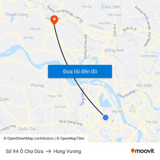 Số 94 Ô Chợ Dừa to Hùng Vương map