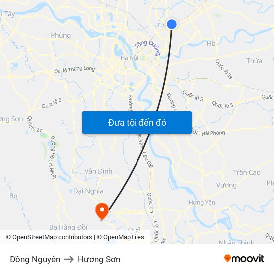 Đồng Nguyên to Hương Sơn map