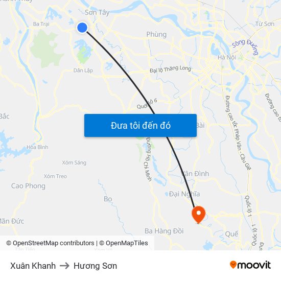 Xuân Khanh to Hương Sơn map