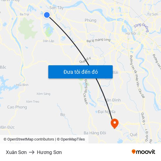 Xuân Sơn to Hương Sơn map