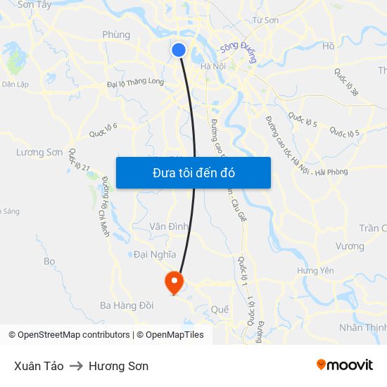 Xuân Tảo to Hương Sơn map