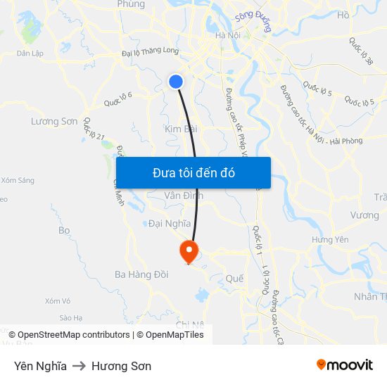 Yên Nghĩa to Hương Sơn map