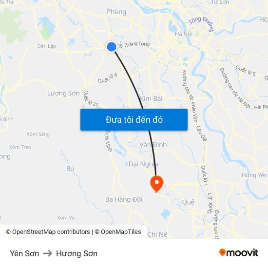 Yên Sơn to Hương Sơn map