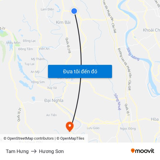 Tam Hưng to Hương Sơn map