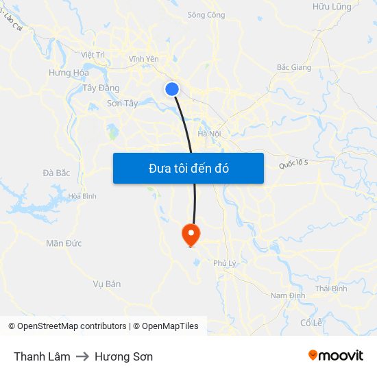 Thanh Lâm to Hương Sơn map
