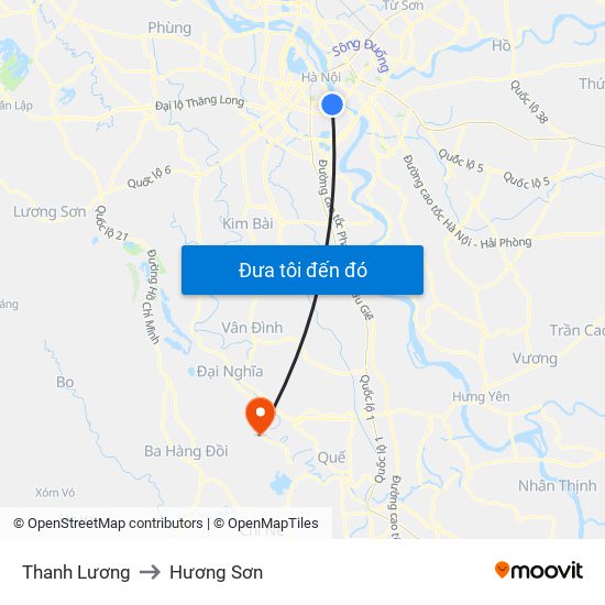 Thanh Lương to Hương Sơn map