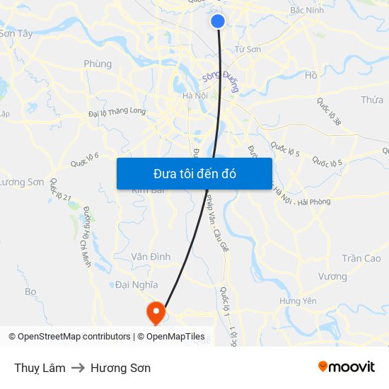 Thuỵ Lâm to Hương Sơn map