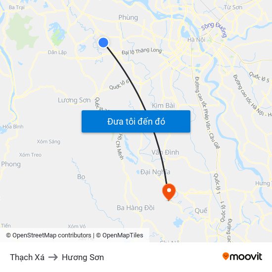Thạch Xá to Hương Sơn map
