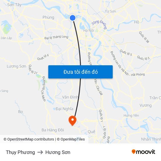 Thụy Phương to Hương Sơn map