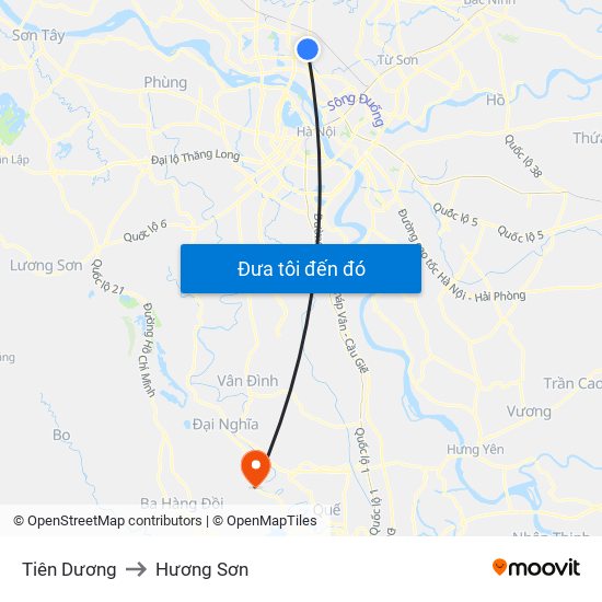 Tiên Dương to Hương Sơn map