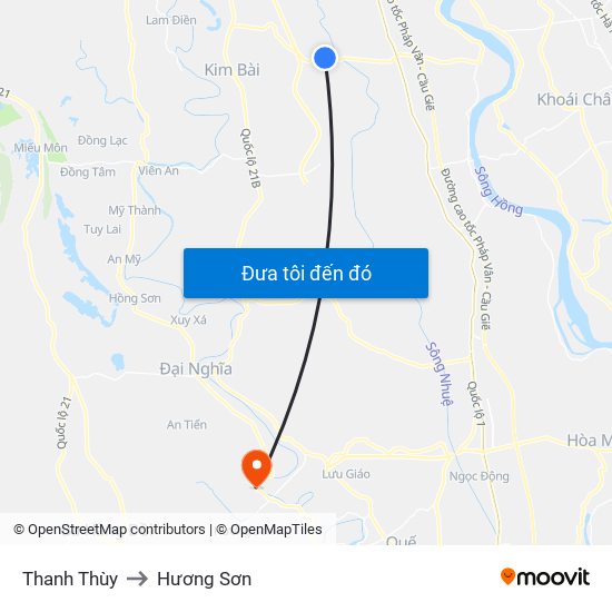 Thanh Thùy to Hương Sơn map