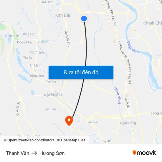 Thanh Văn to Hương Sơn map