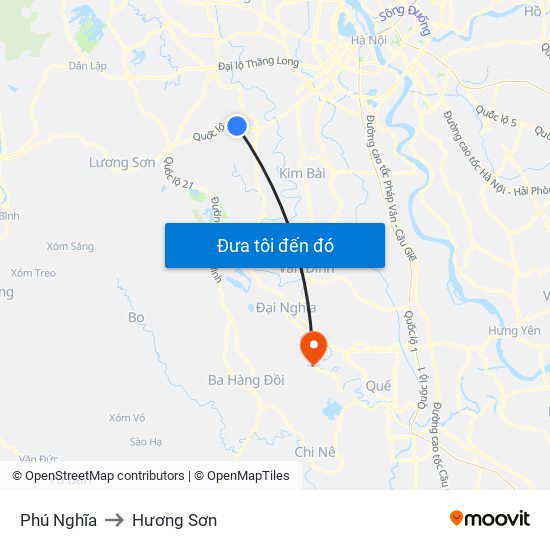 Phú Nghĩa to Hương Sơn map