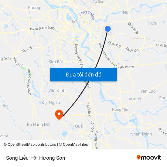 Song Liễu to Hương Sơn map