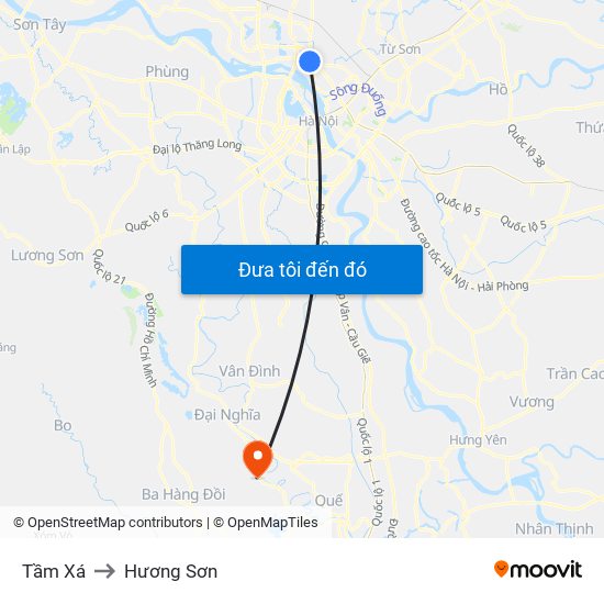 Tầm Xá to Hương Sơn map
