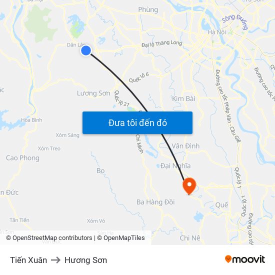 Tiến Xuân to Hương Sơn map