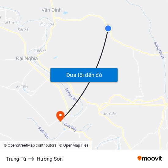 Trung Tú to Hương Sơn map