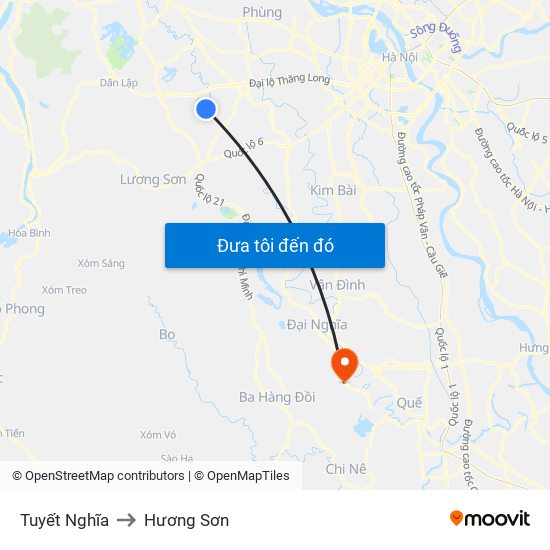 Tuyết Nghĩa to Hương Sơn map