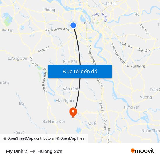 Mỹ Đình 2 to Hương Sơn map