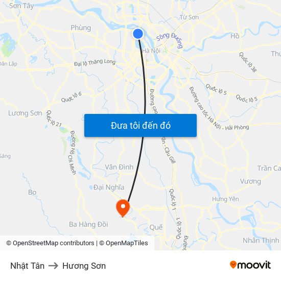 Nhật Tân to Hương Sơn map