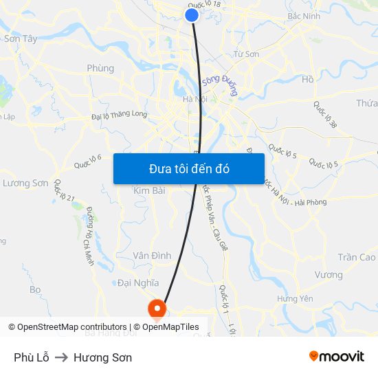 Phù Lỗ to Hương Sơn map