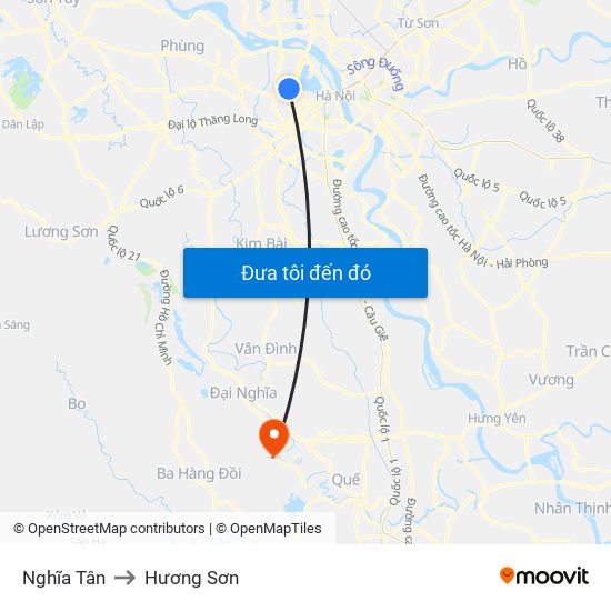 Nghĩa Tân to Hương Sơn map