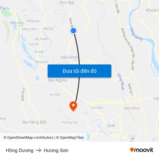 Hồng Dương to Hương Sơn map