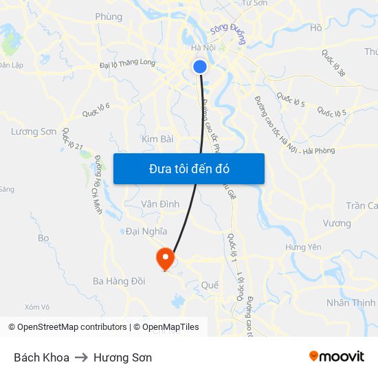 Bách Khoa to Hương Sơn map