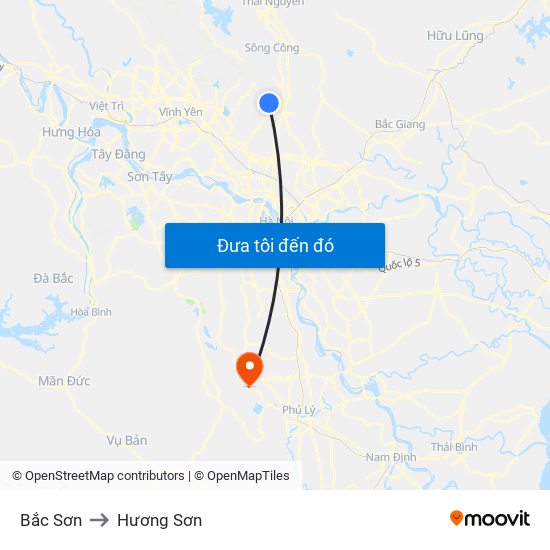 Bắc Sơn to Hương Sơn map