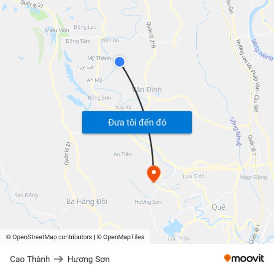 Cao Thành to Hương Sơn map
