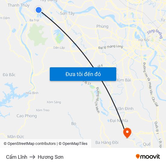 Cẩm Lĩnh to Hương Sơn map