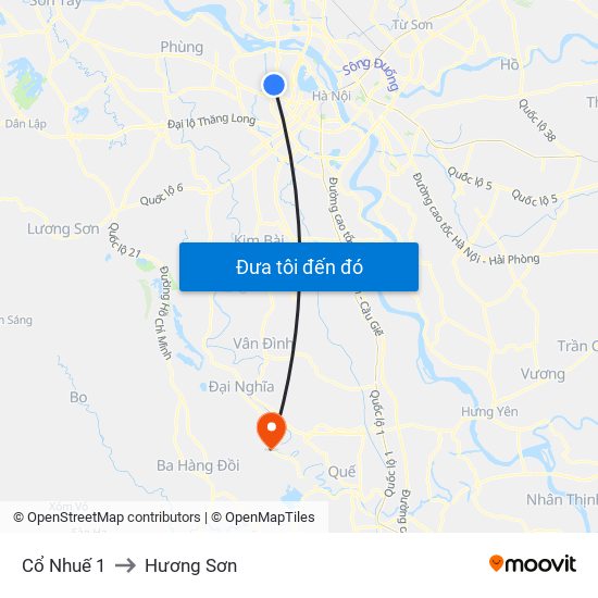 Cổ Nhuế 1 to Hương Sơn map