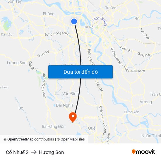 Cổ Nhuế 2 to Hương Sơn map