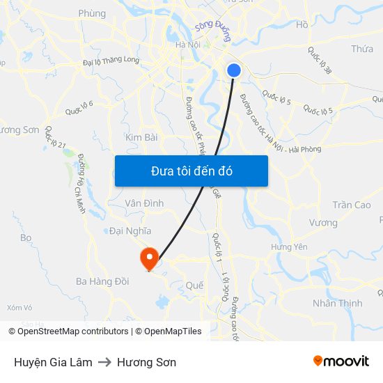 Huyện Gia Lâm to Hương Sơn map
