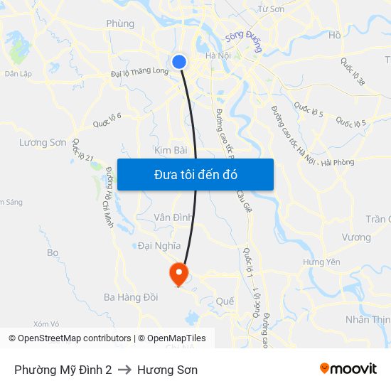 Phường Mỹ Đình 2 to Hương Sơn map