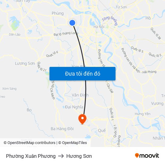 Phường Xuân Phương to Hương Sơn map