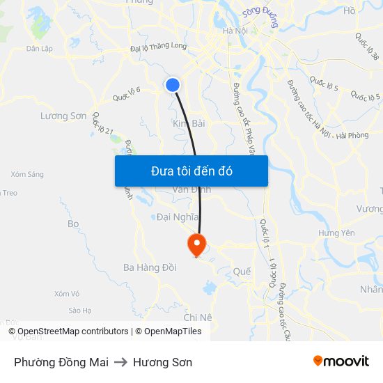 Phường Đồng Mai to Hương Sơn map