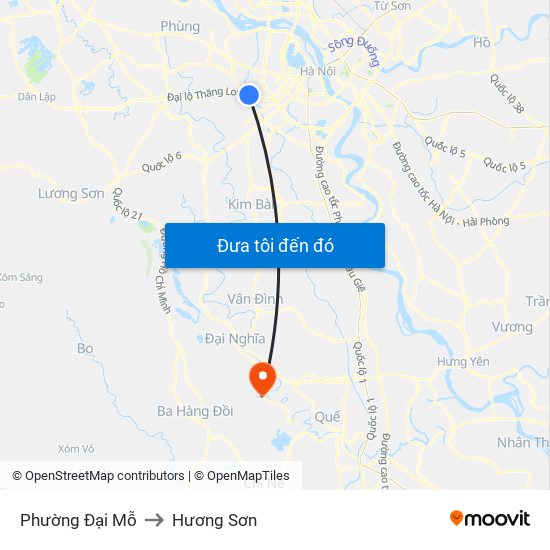 Phường Đại Mỗ to Hương Sơn map
