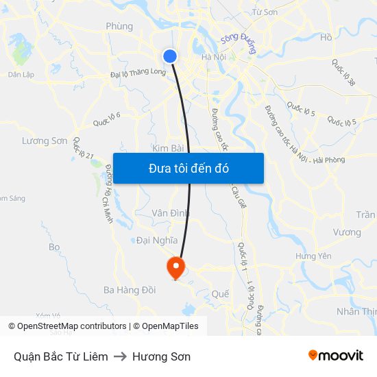 Quận Bắc Từ Liêm to Hương Sơn map