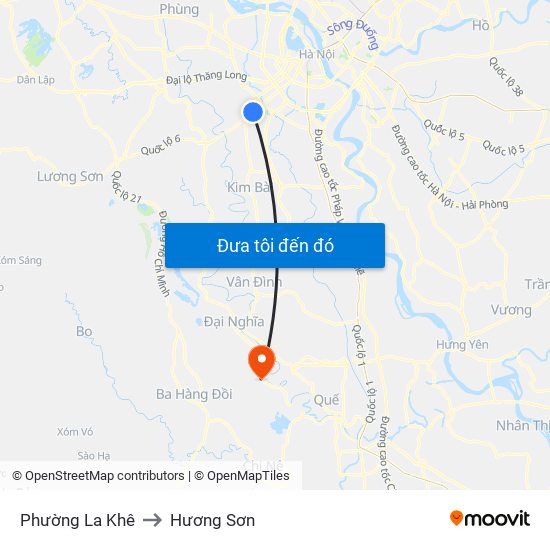 Phường La Khê to Hương Sơn map