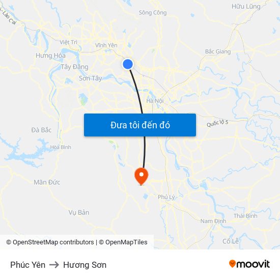 Phúc Yên to Hương Sơn map