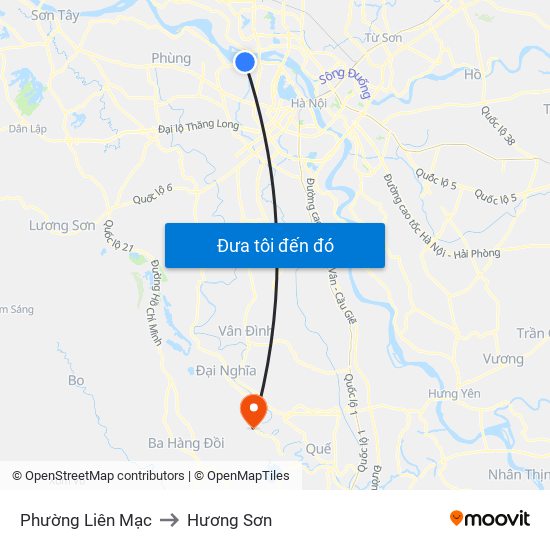 Phường Liên Mạc to Hương Sơn map