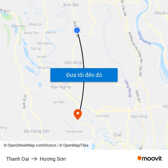 Thanh Oai to Hương Sơn map