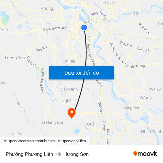 Phường Phương Liên to Hương Sơn map