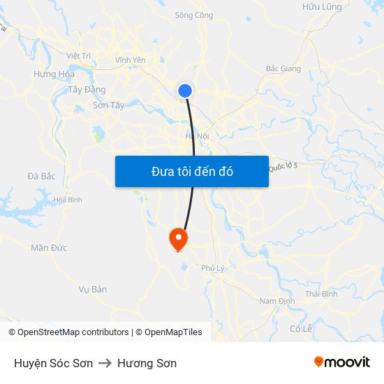 Huyện Sóc Sơn to Hương Sơn map